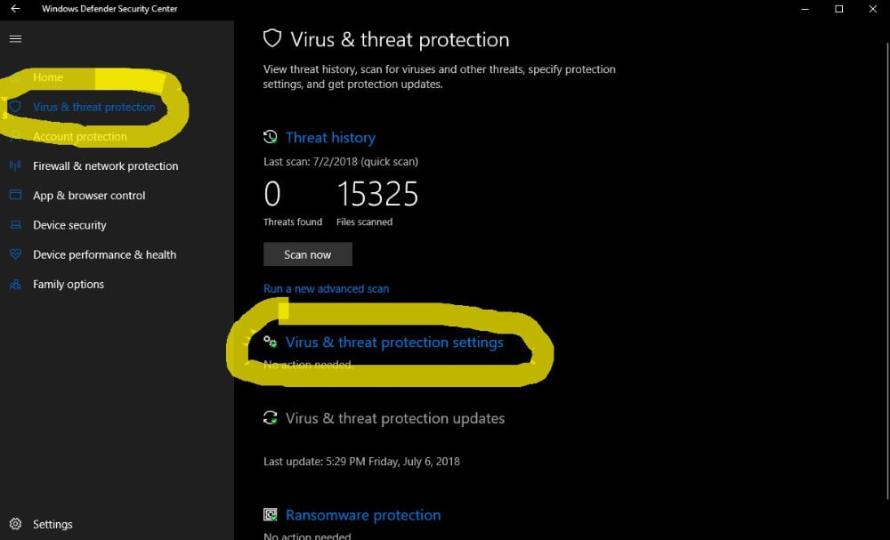 Windows Defender Security Center ako vylucit subory zo skenovania_1