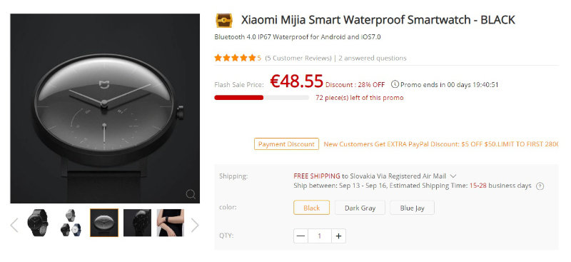 Xiaomi Mijia Smart Waterproof Smartwatch_cena