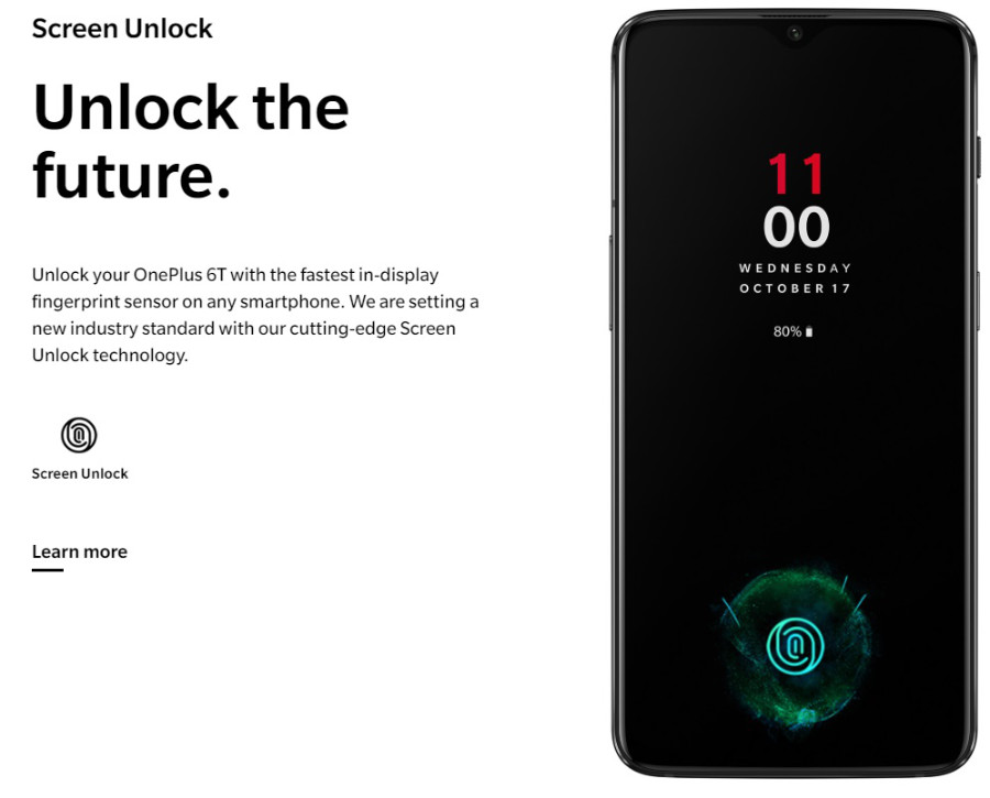 OnePlus 6T odomykanie cez displej