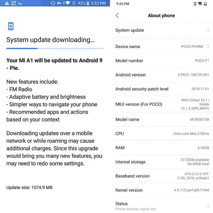 Android 9 Pie pre Xiaomi Mi A1 a pocophone